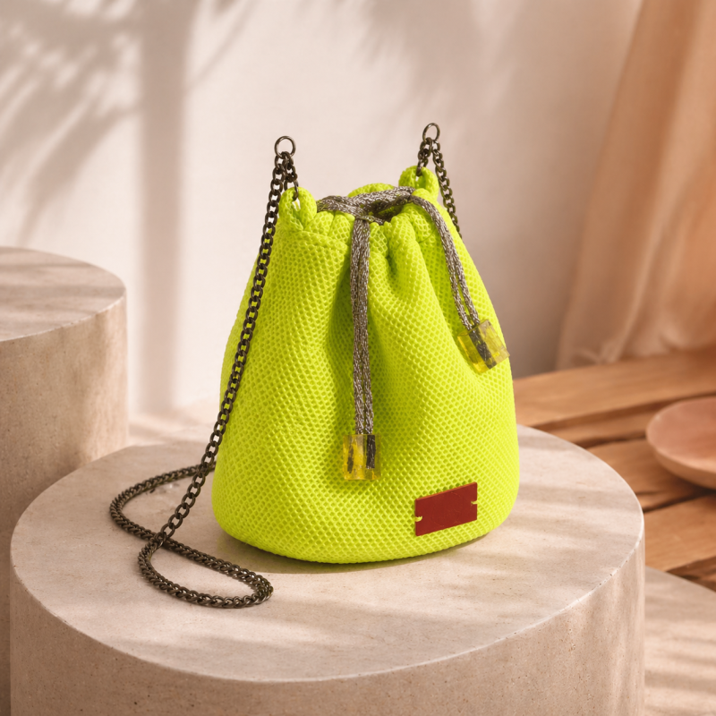 Bolso Bombonera 3D Mesh Verde Flúor