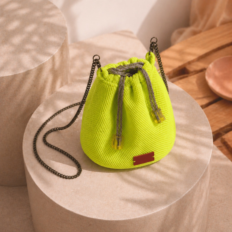 Bolso Bombonera 3D Mesh Verde Flúor