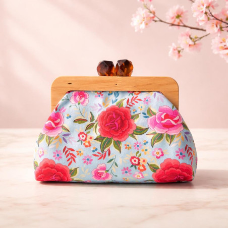 Clutch Floral Sakura | Bolso de mano floral con cierre de boquilla