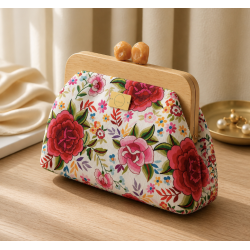 Clutch Floral Sakura | Bolso de mano floral con cierre de boquilla