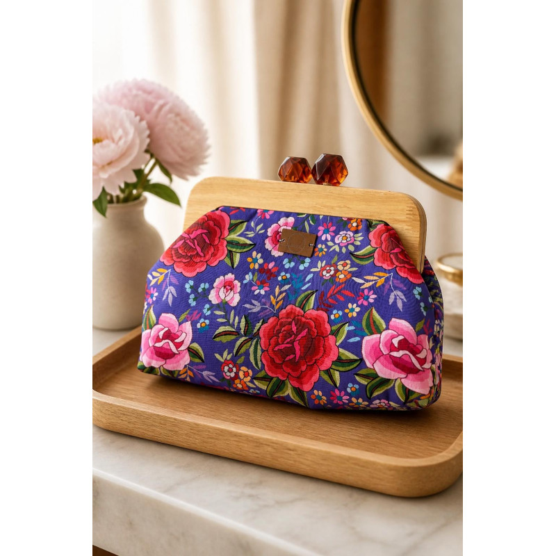 Clutch Floral Sakura | Bolso de mano floral con cierre de boquilla
