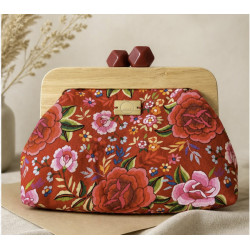 Clutch Floral Sakura | Bolso de mano floral con cierre de boquilla