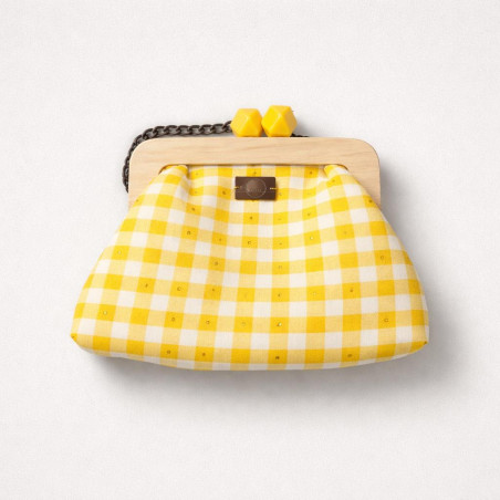 Clutch Vichy Sol | Bolso de mano amarillo con marco efecto madera