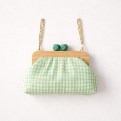 Clutch Vichy Menta | Bolso de mano con cadena dorada