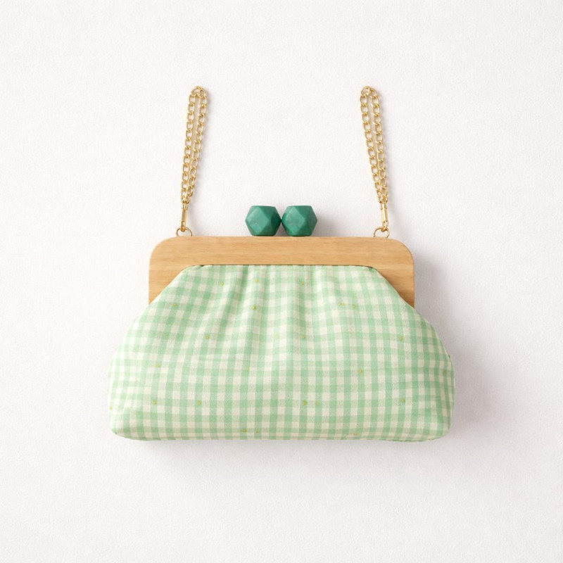 Clutch Vichy Menta | Bolso de mano con cadena dorada