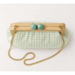 Clutch Vichy Menta | Bolso de mano con cadena dorada
