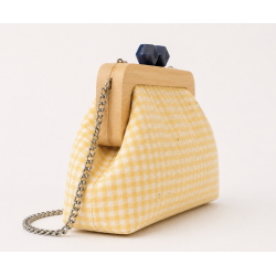 Clutch Vichy Menta | Bolso de mano con cadena dorada
