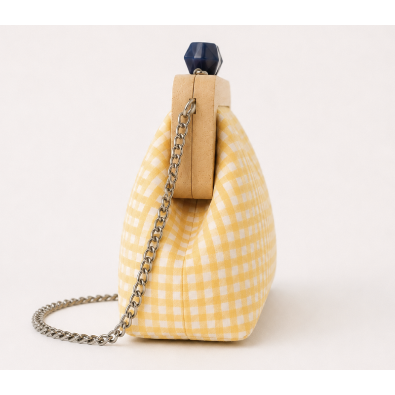 Clutch Vichy Menta | Bolso de mano con cadena dorada