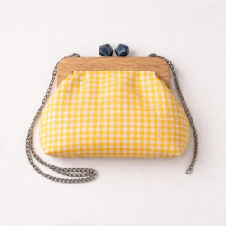 Clutch Vichy Menta | Bolso de mano con cadena dorada