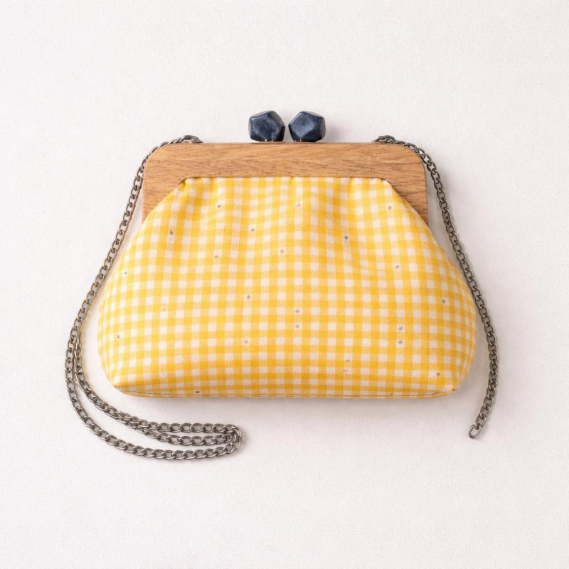 Clutch Vichy Menta | Bolso de mano con cadena dorada