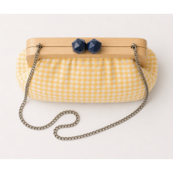 Clutch Vichy Menta | Bolso de mano con cadena dorada